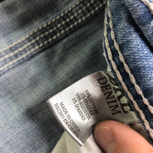 BKE Jeans Mens 33L 33x31 Blue Carter Bootcut Wester Faded Whiskering - Picture 4 of 11